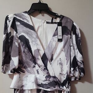 BCBGMaxAzria Monochrome Brushstroke Blouse